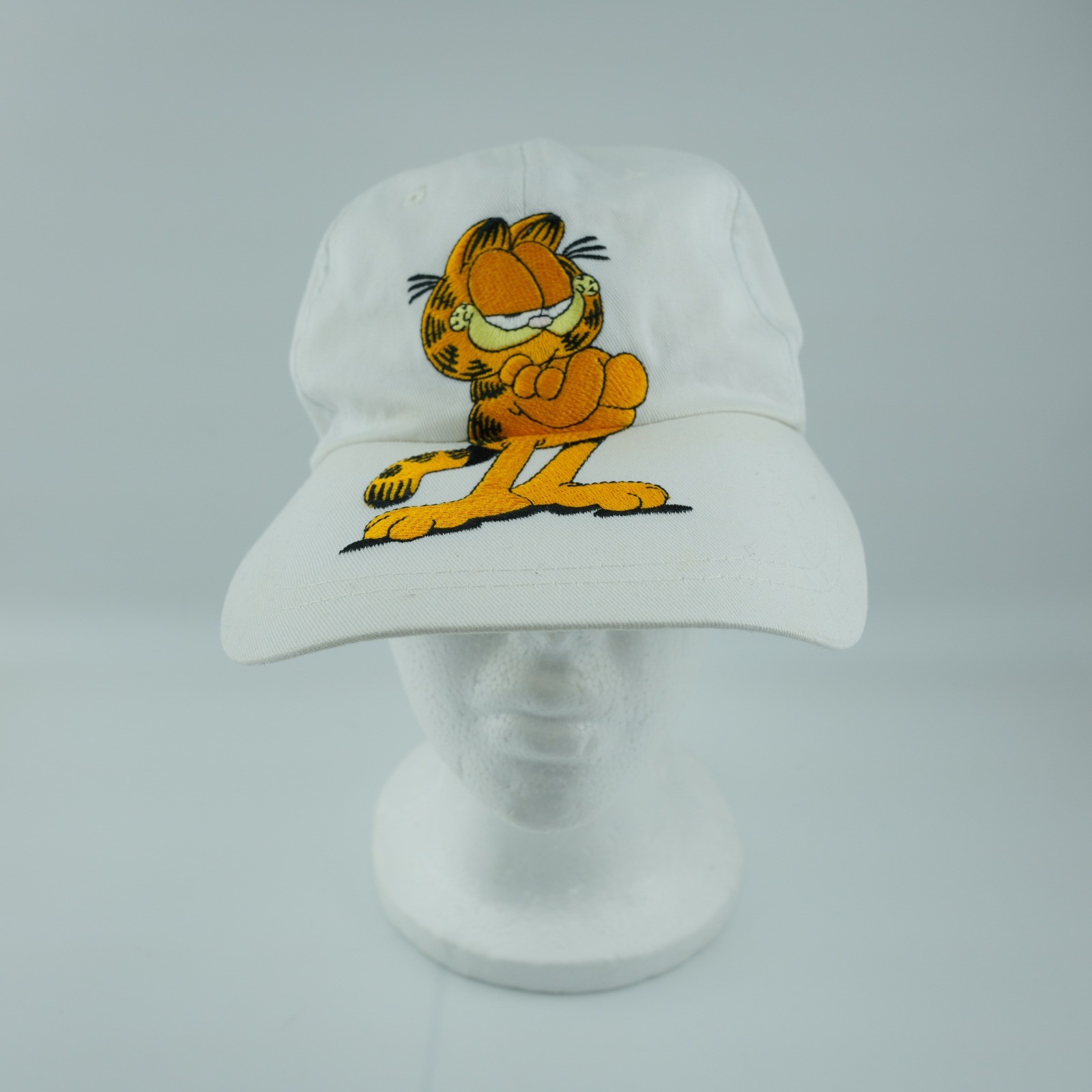 Vintage 90s Garfield Hat Cap Snapback White Cartoon Nostalgia Collectible