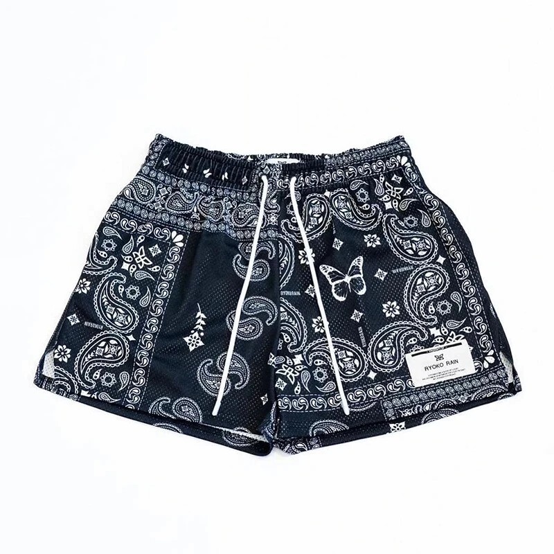 2025 Unisex Mens Infamous Bandana Shorts Paisley Pattern Mesh Sport quick-drying