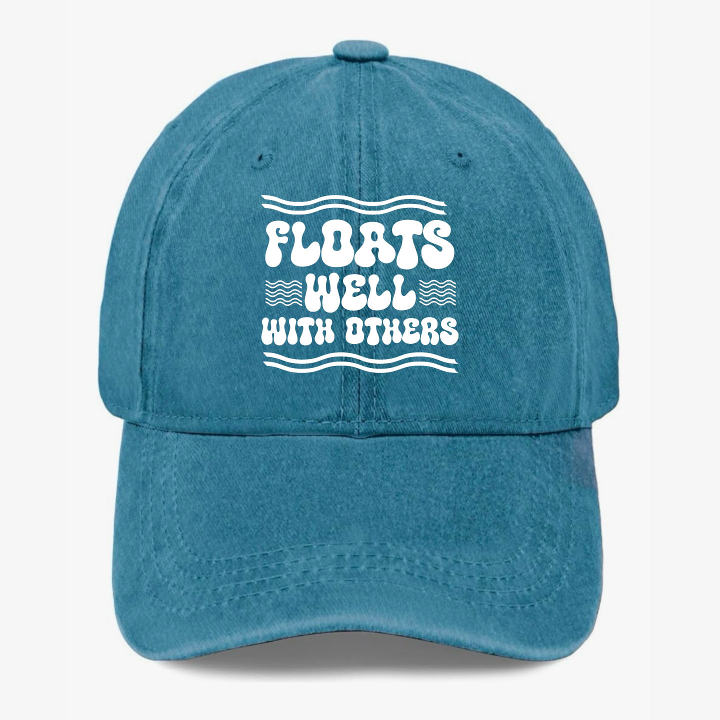 Funny Fishing Hat Floats Well With Others Fisherman Baseball Cap Adjustable