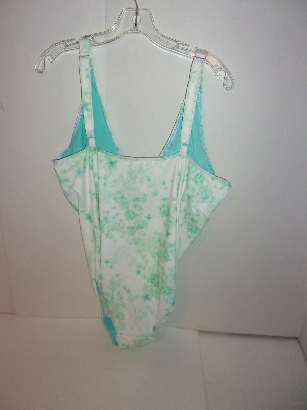 Bleu Ice one piece swimsuit white ~ blue floral 1X