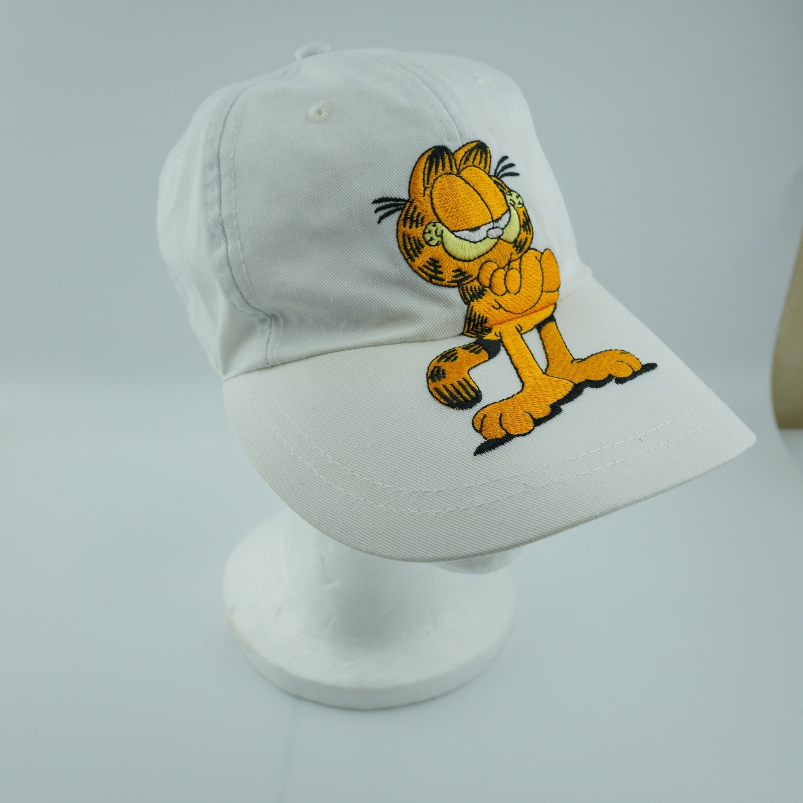 Vintage 90s Garfield Hat Cap Snapback White Cartoon Nostalgia Collectible