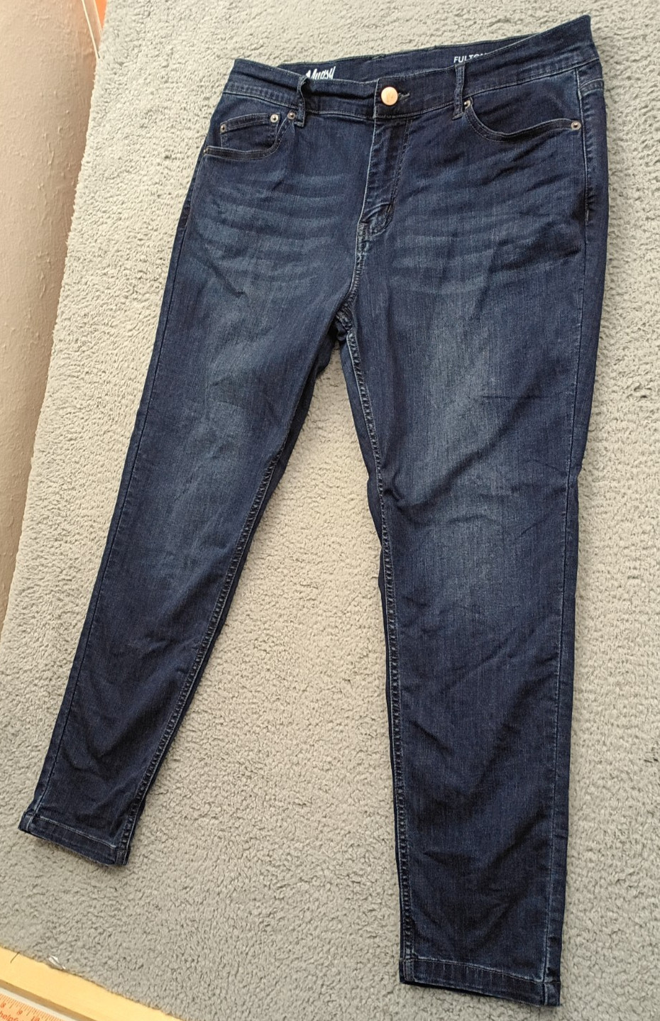 Mugsy Fultons Taper Jeans Regular Fit Men’s 35×30 (Fits 36×28) Stretch Dark Wash