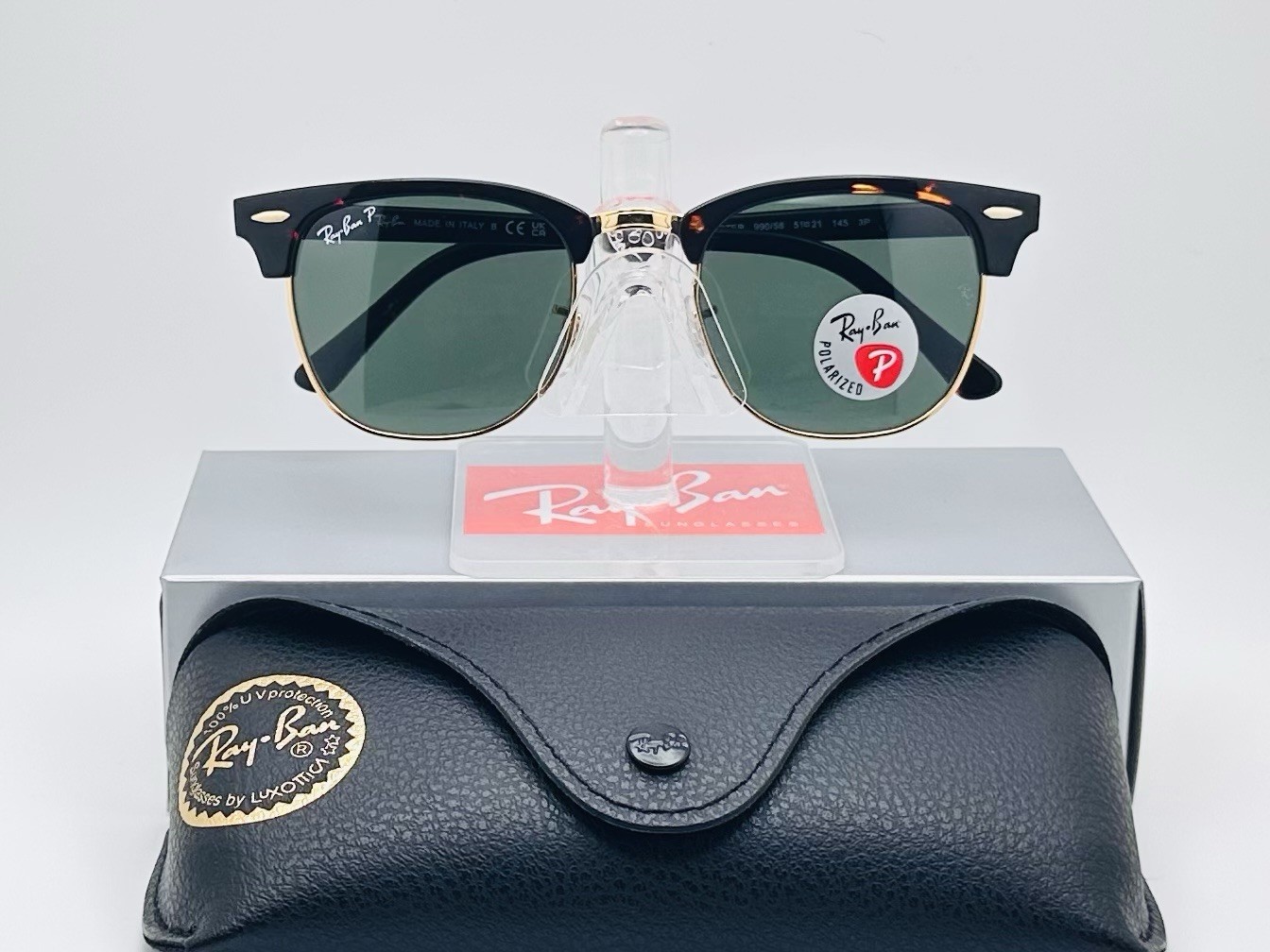 Ray-Ban RB3016 Clubmaster Classic 51mm Polarized Sunglasses- Havana / Green Lens