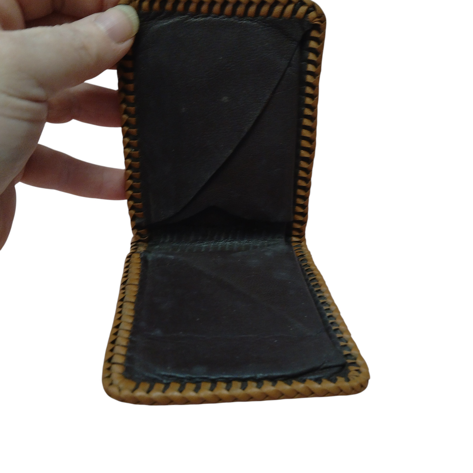 Vintage Tooled Leather Floral Bifold Wallet Brown Classic 3.5 X 4.5 Inches