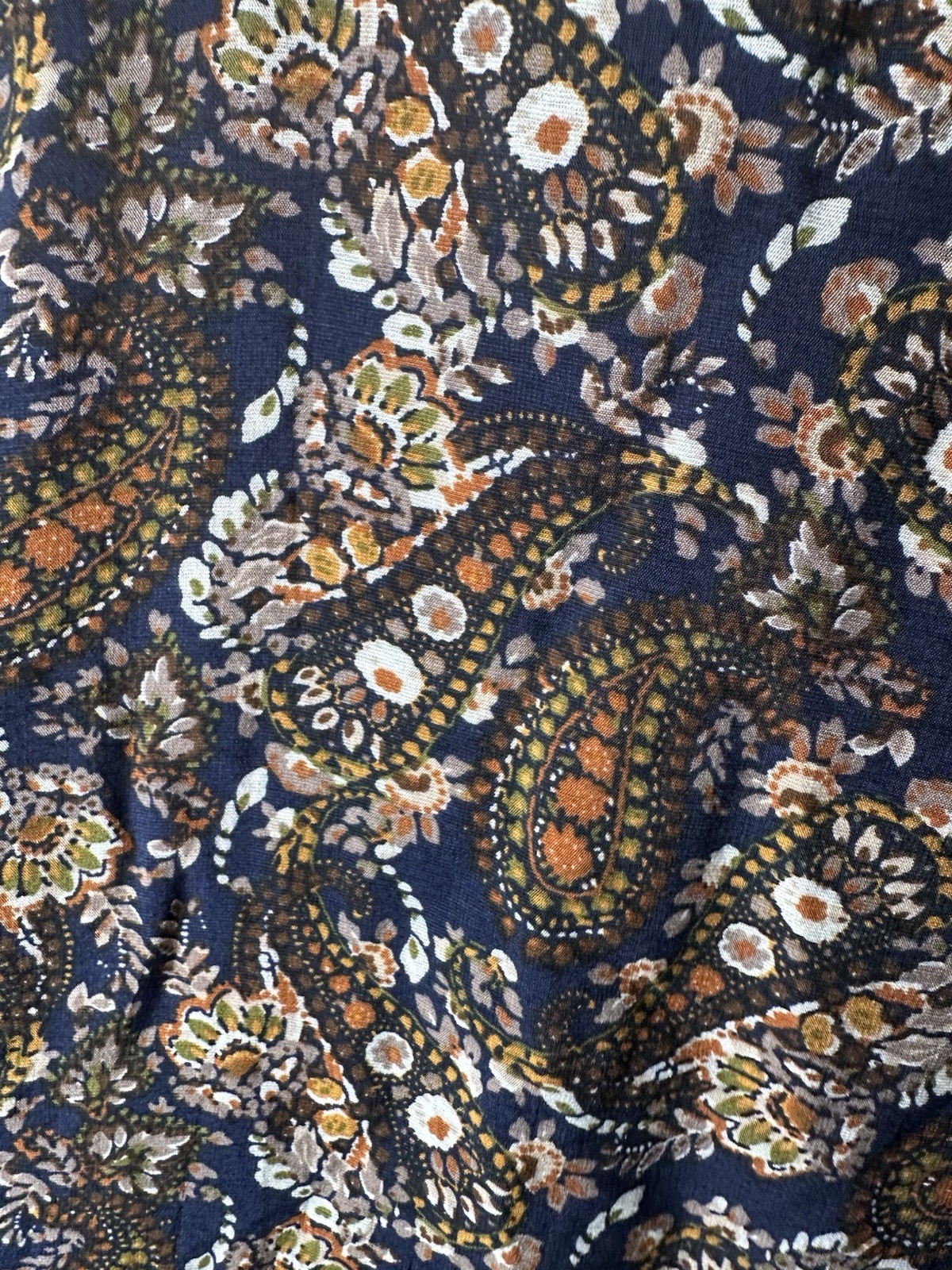 Natural Life Heidi Babydoll Dress Navy Paisley Size XL Tiered Cottagecore New