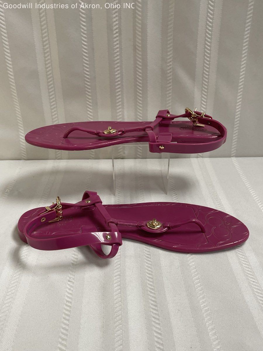 Coach Pier Fuchsia Pink Jelly T-Strap Sandals Women’s Size 9 COA