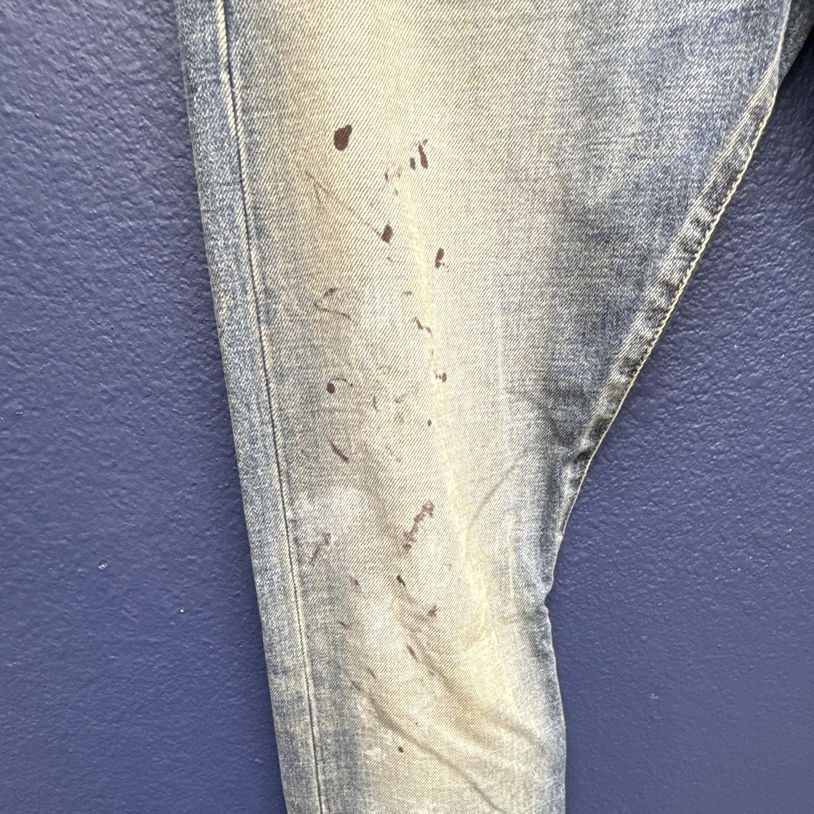 Saint Laurent Paris Men’s Skinny Blue Light Wash Distressed Denim Jeans 28
