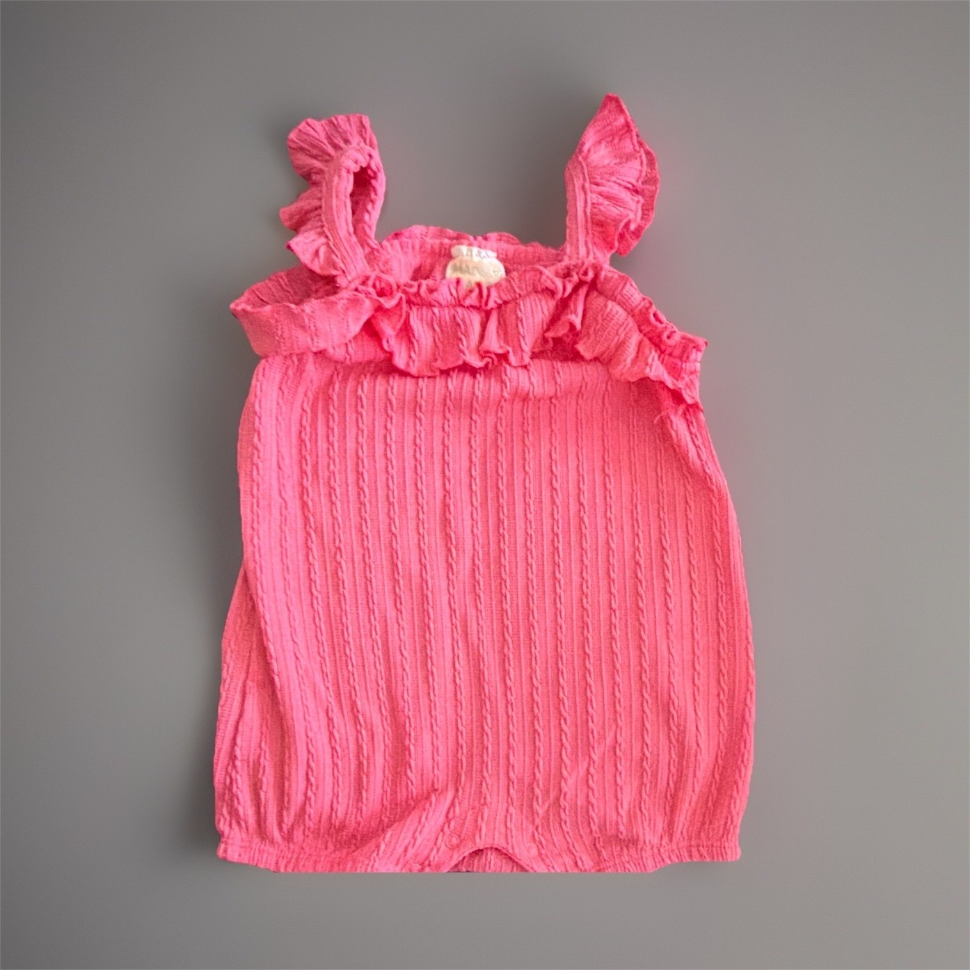 Madison Layne One-Piece Romper 24M Pink Cotton Sleeveless Knit Solid Ruffle