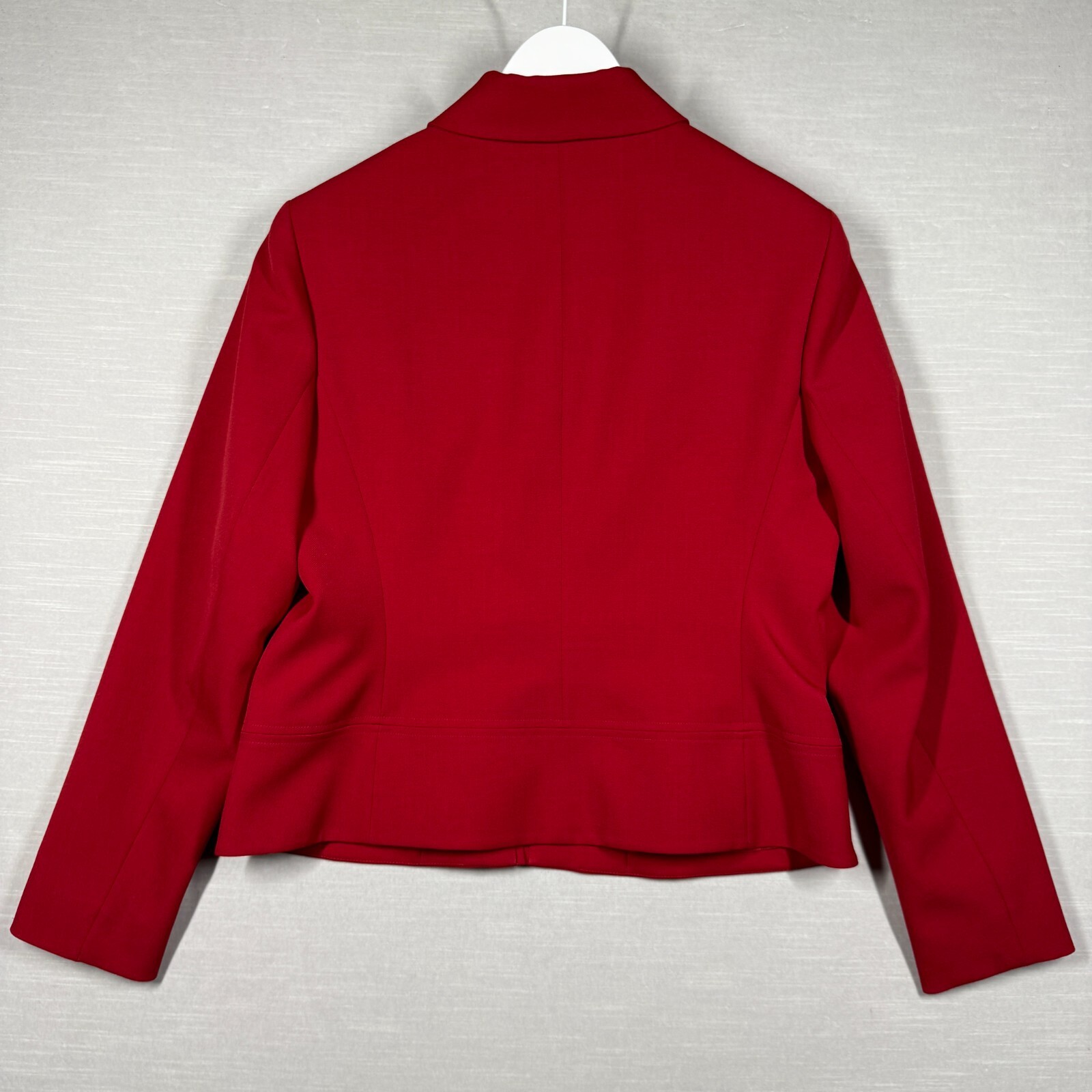 Nine & Company Jacket Womens 10 Red Casual Collared Padded Chic Work Office