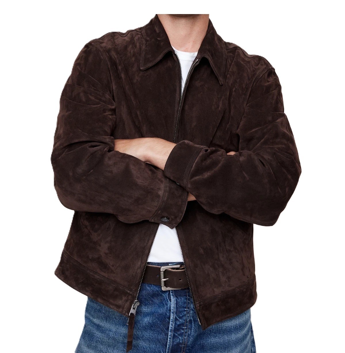 Men Dark Brown Pure Suede Leather Trucker Jacket Custom Made Size XS S M L XL 2X