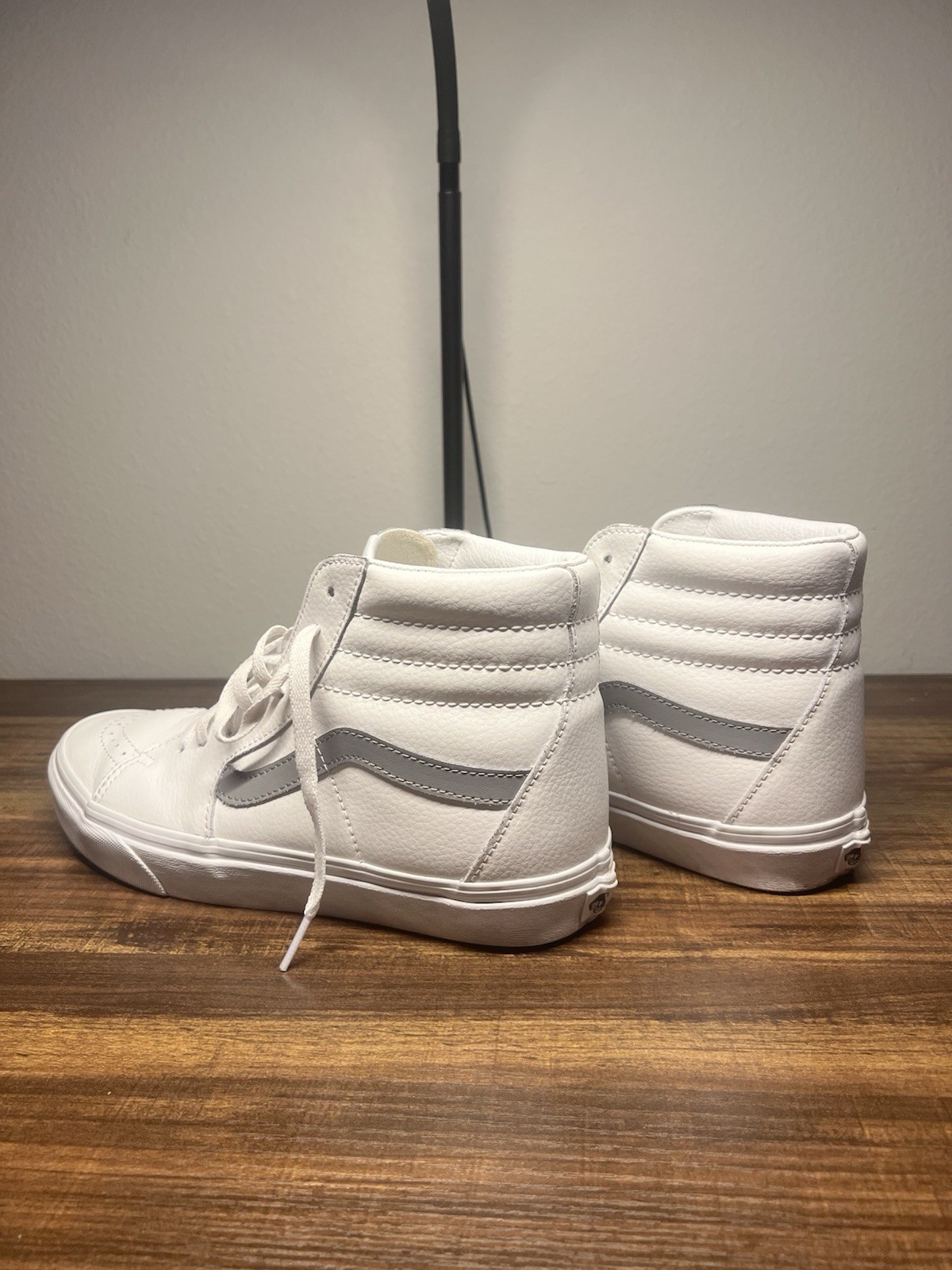 VANS Sk8/Hi Custom Leather White & Grey High Top Sneakers Men’s 9.5