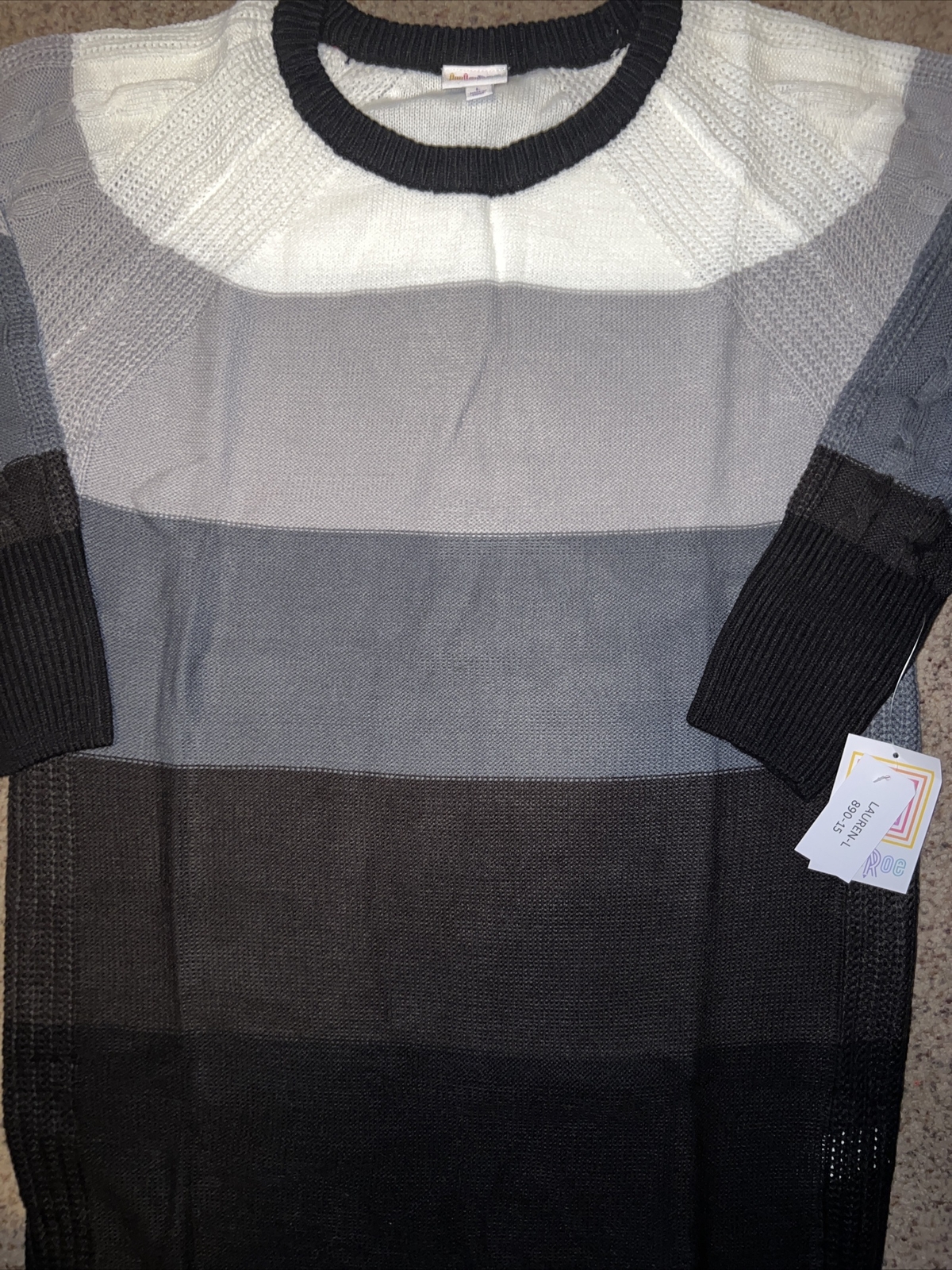 NWT White Black Gray Stripe LuLaRoe LAUREN SWEATER Dress Medium 10/12 8 New 🦄