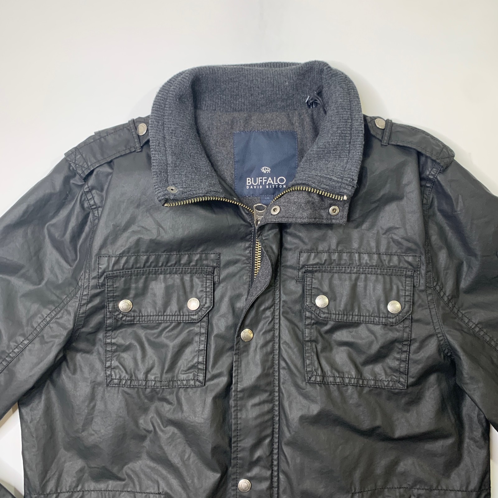 Buffalo David Bitton Jacket Mens L Full Zip Military Utility Cotton Blend Canvas