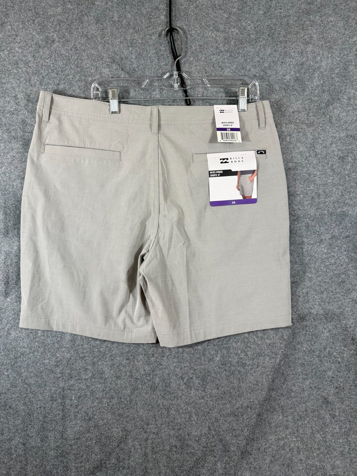 Billabong Hybrid Shorts Mens 36 Light Gray Flat Front Performance Stretch NWT