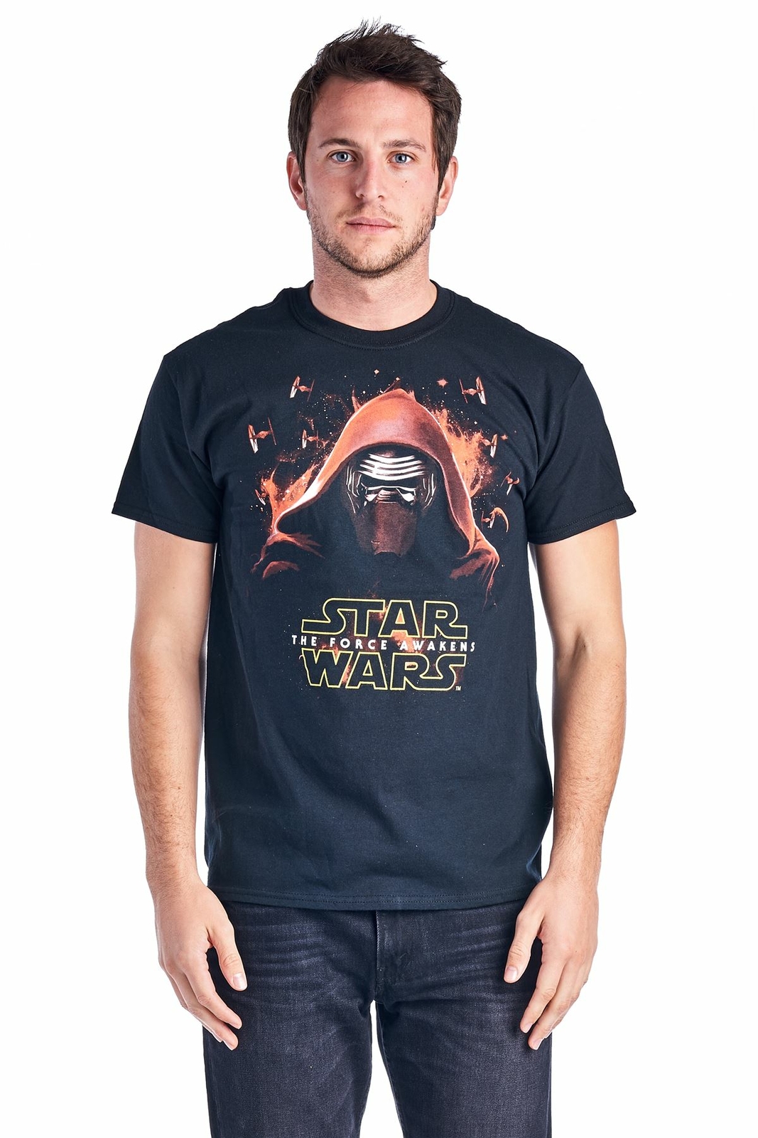 STAR WARS MENS GRAPHIC TEE 100%COTTON FORCE AWAKENS ATTACK SIZE XXL BLACK