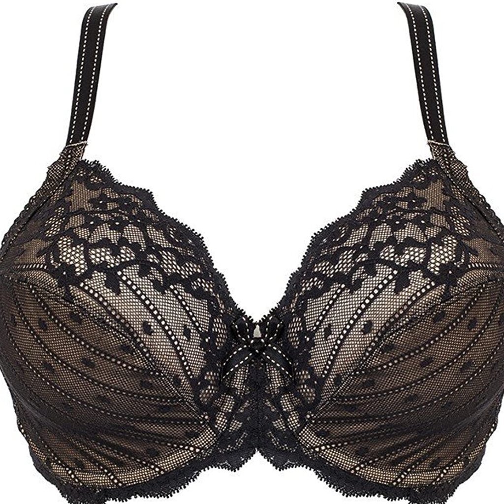 CHANTELLE 3281 RIVE GAUCHE Bra ~ BLACK/NUDE ~ 42DDD ~ NWT $94
