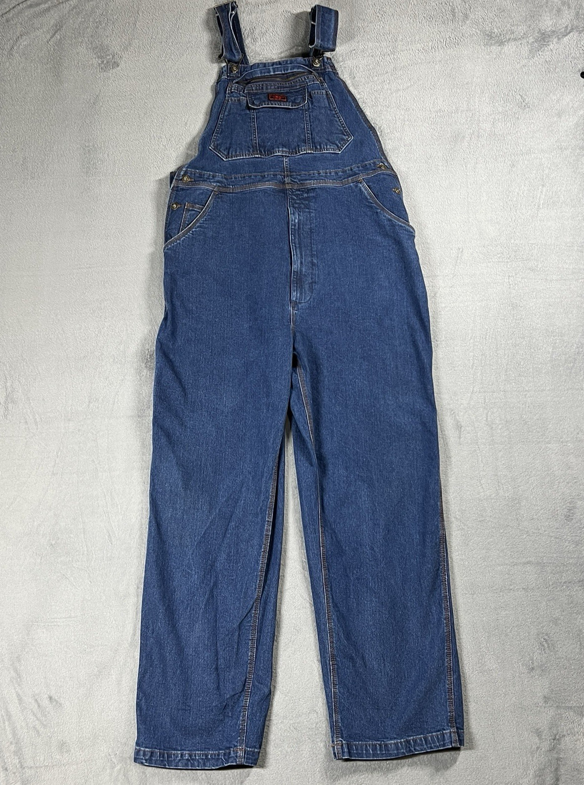 FiveBrother Bib Overalls 38×34 Blue Carpenter Workwear Construction Denim