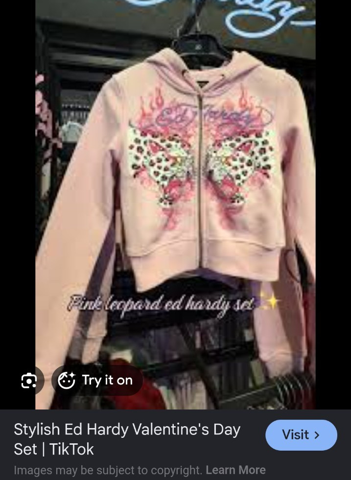 Ed Hardy Pink Women’s S Hoodie Full Zip Hooded Graphic Print Leopard Logo