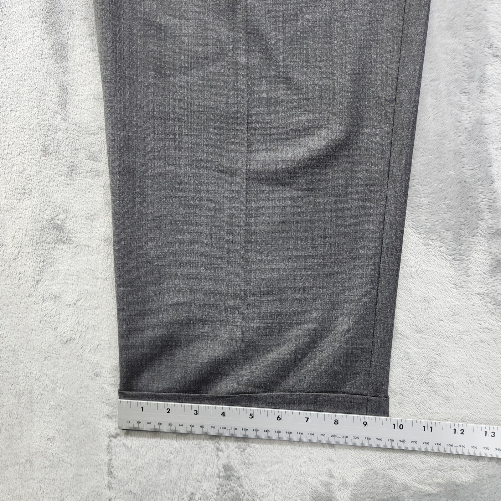 Perry Ellis Portfolio Dress Pants Mens 38/30 Gray Pleated Cuffed Polyester Rayon