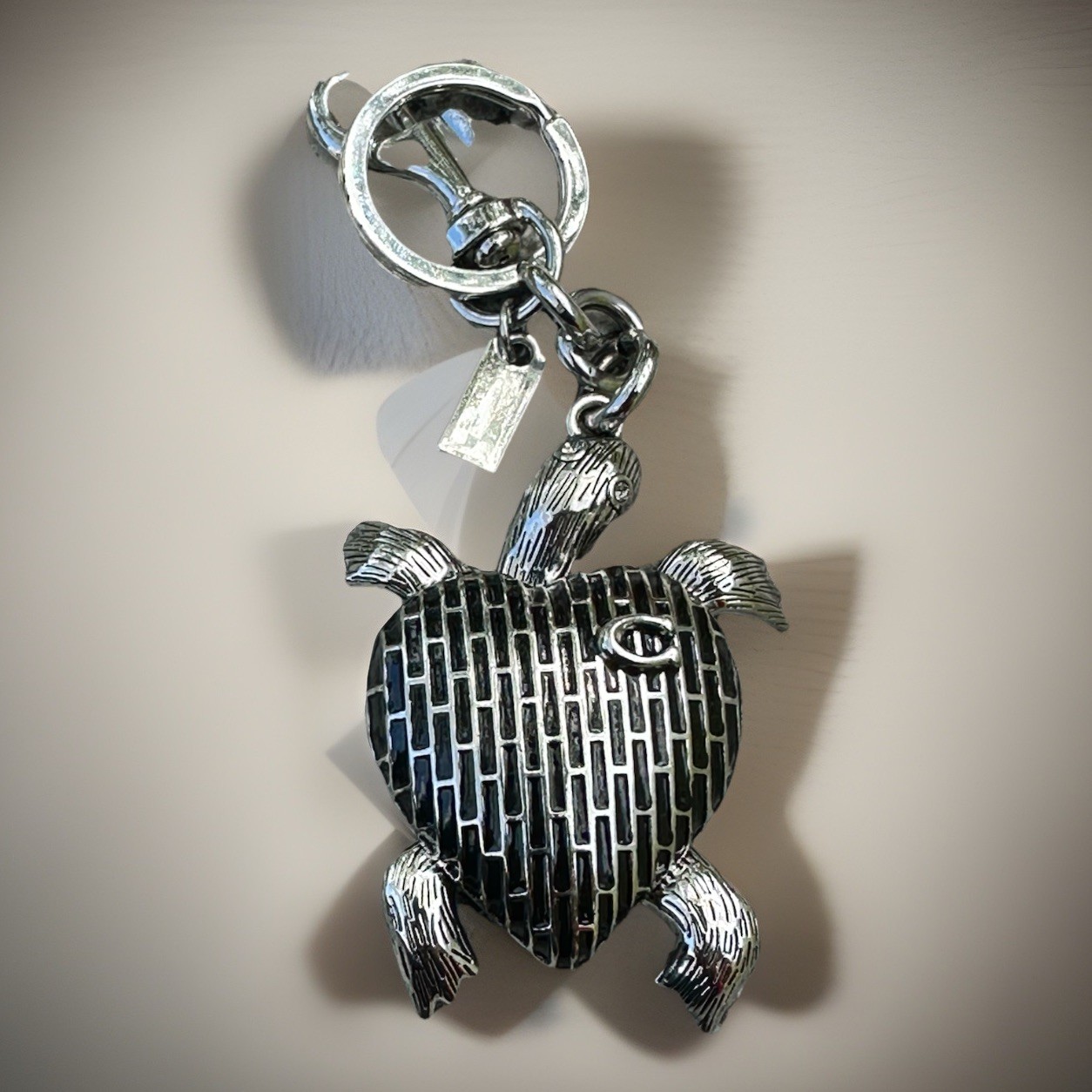 Graphite Black Turtle Bag Charm Keychain | Premium Velvet Dust Bag Included