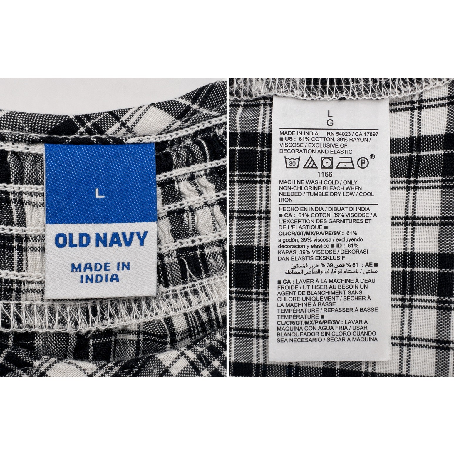 Old Navy Women’s Plaid Midi Dress Size L Black & White Puff Sleeve Side Pockets