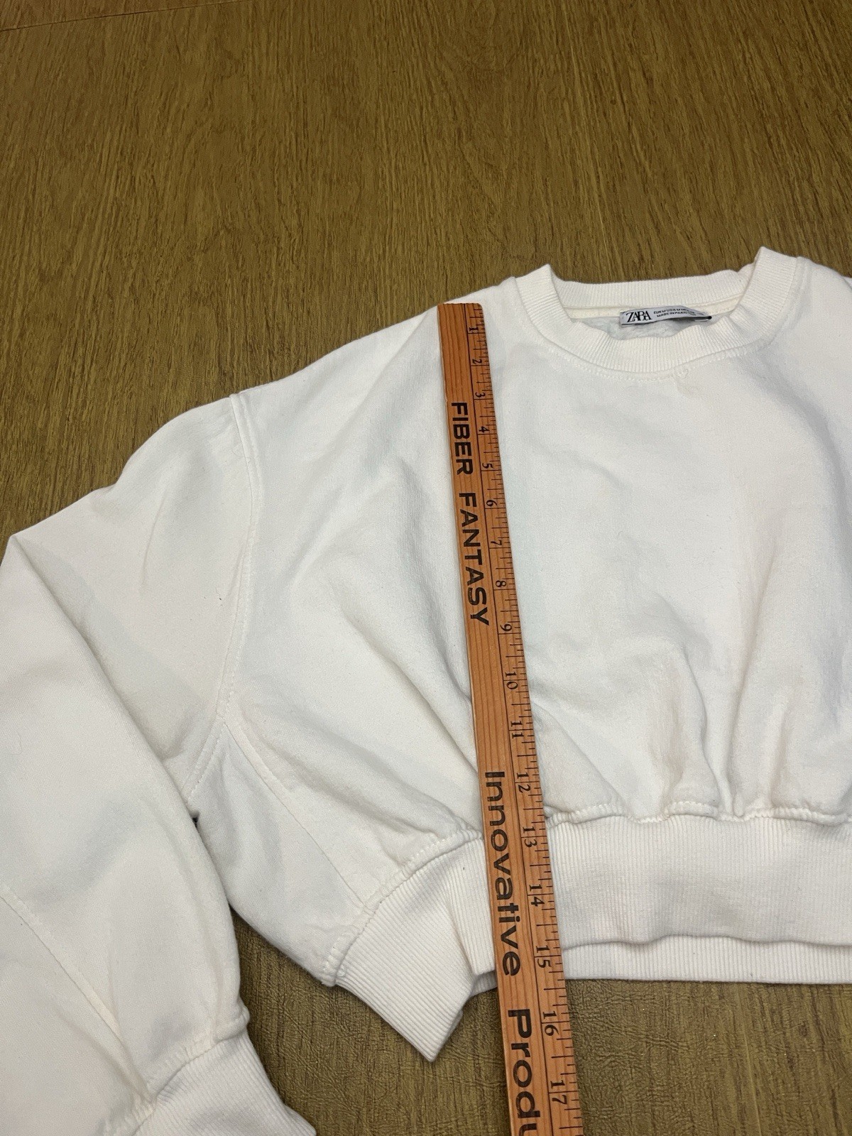 Zara Cream Cropped Fleece Lined Oversized Sweatshirt, Sz M