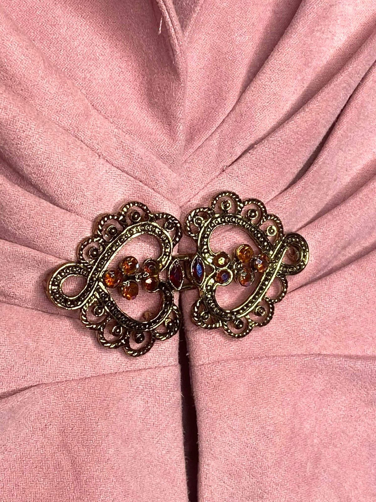 Vintage Womens Jessica Howard Blazer Size 10P pink front clasp rhinestone ruched
