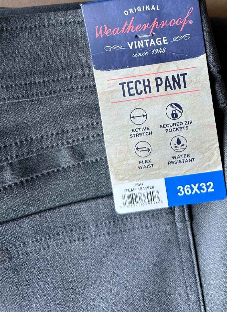 Weatherproof Vintage Men’s Tech Pant Gray Size 36×32