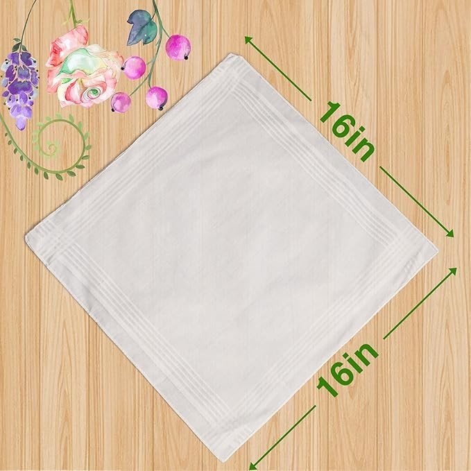 Scotamalone Men’S Handkerchiefs 100% Soft Cotton White Hankie Hankerchieves