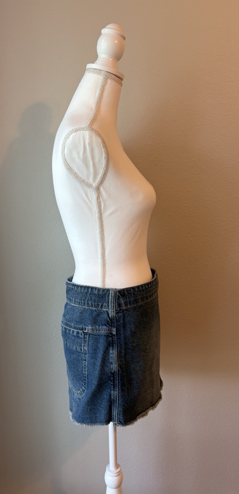 NWT Free People Denim Wrap Skort Size 10 Fray Hem Raw Hem