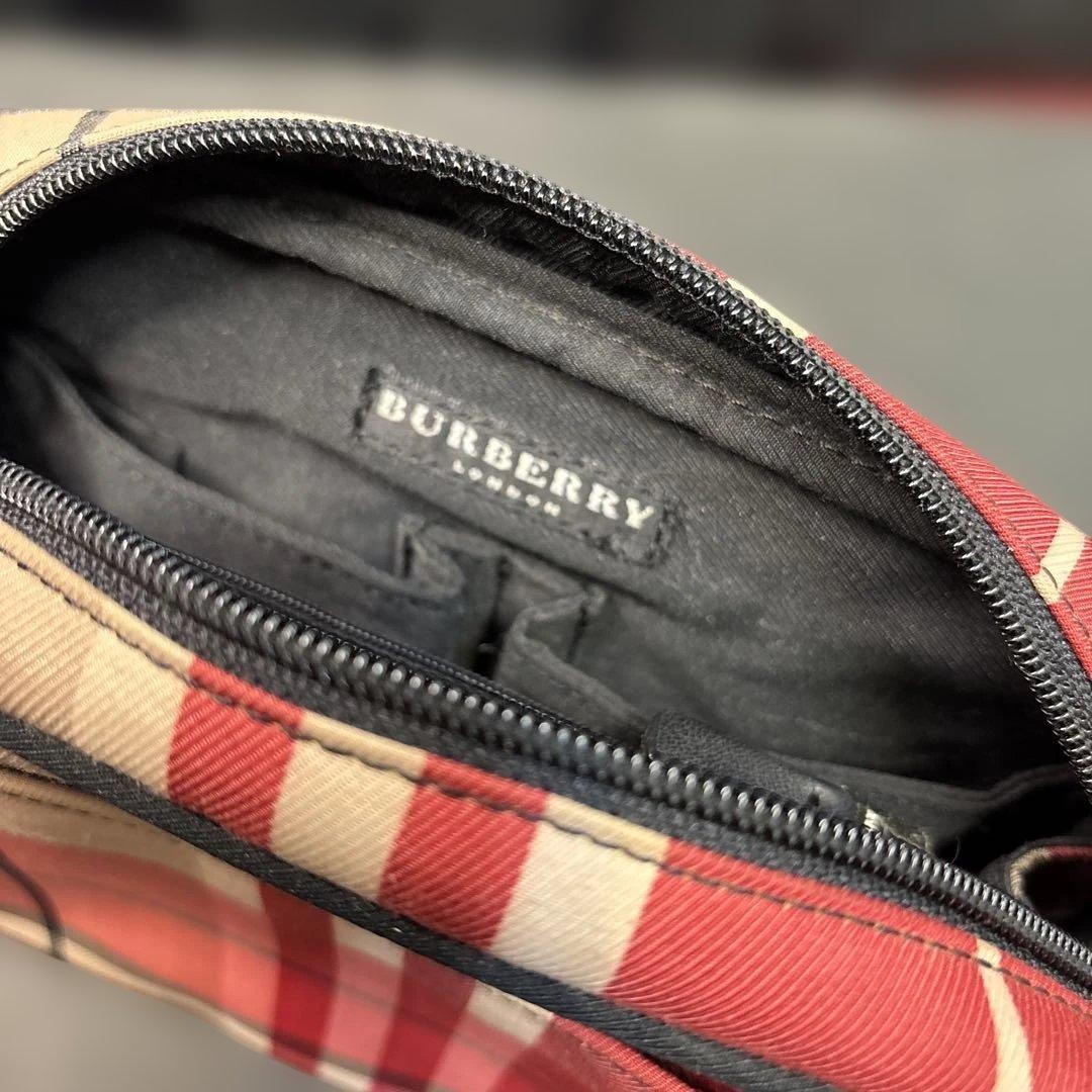 Burberry Plaid Pouch Vanity Clutch Nova Check 6.3×7.9in Used