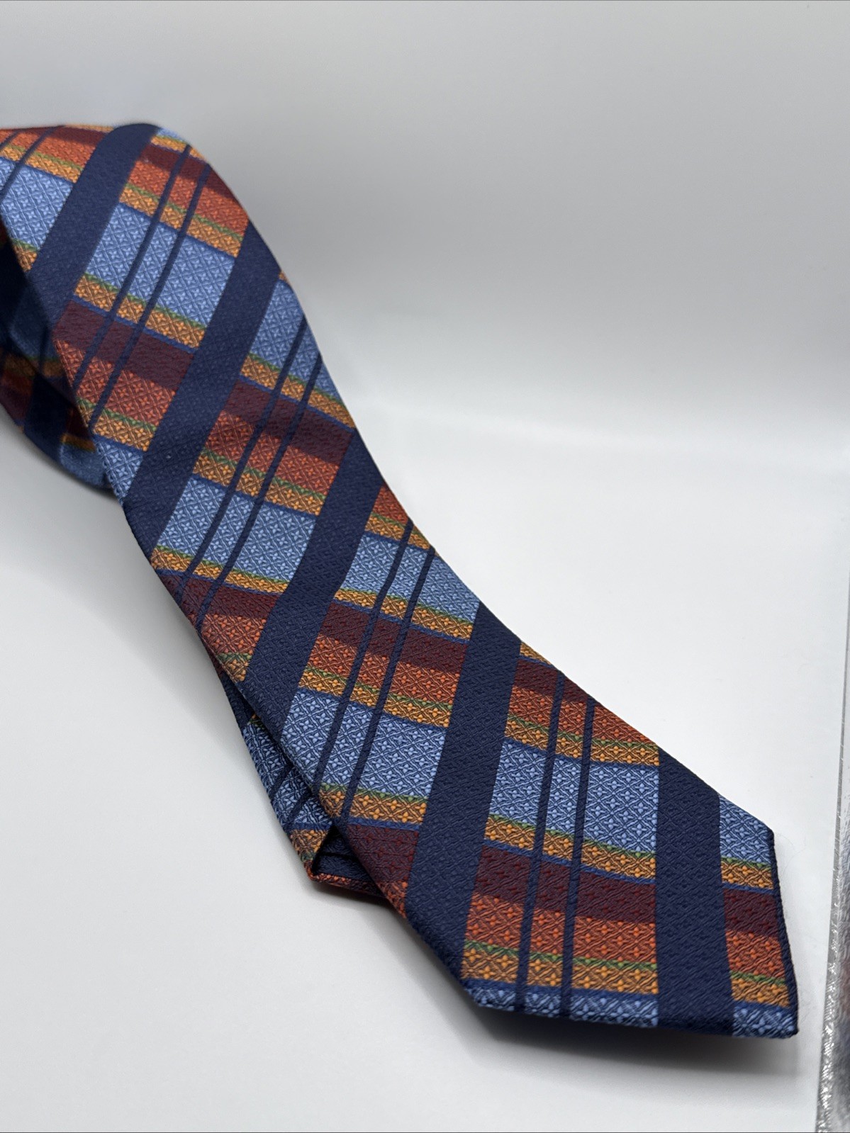 Jos A Bank Reserve Collection Silk Tie Plaid Geometric Patchwork 3-1/8”W 60”L