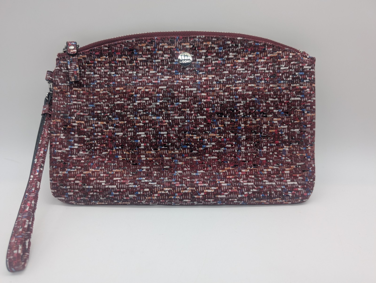 Lodis Red Shreds Wristlet Makeup Bag 10″X7″ And Wallet 5″X3″ Excellent Condition