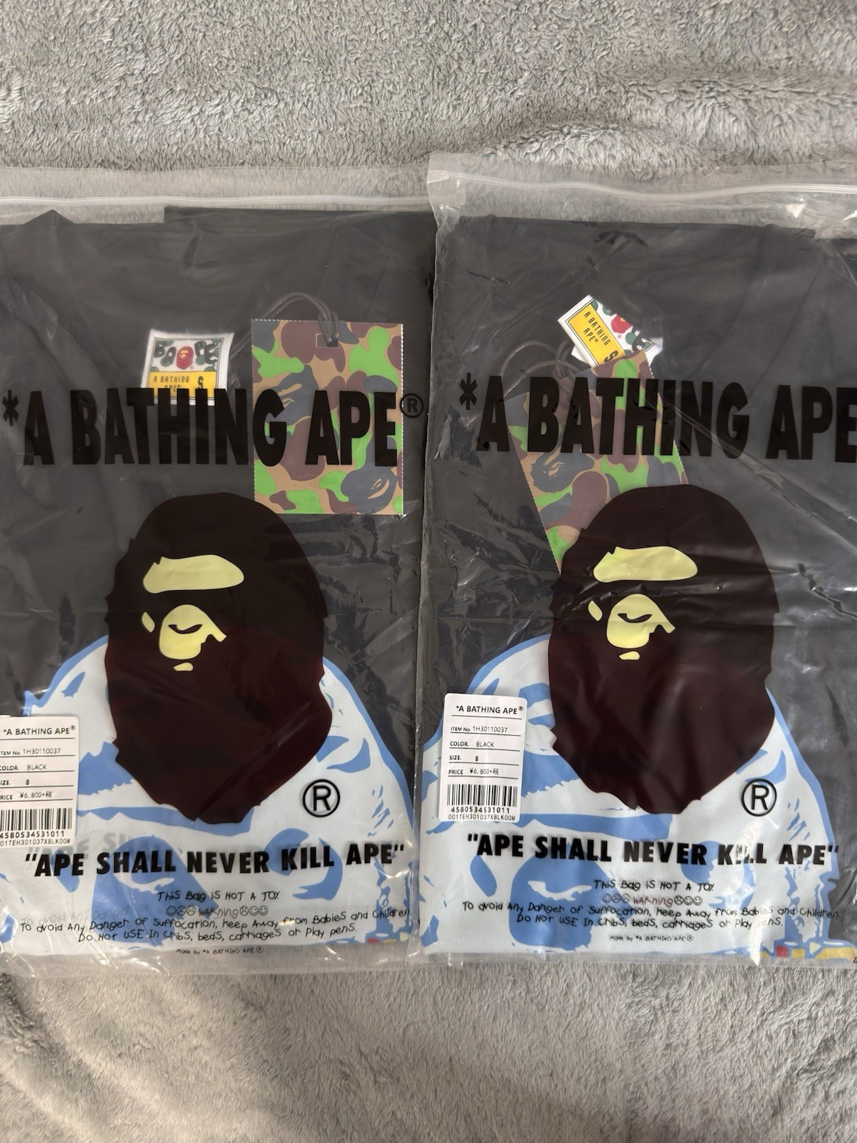 A Bathing Ape BAPE Men’s Black APE SHALL NEVER KILL APE Graphic T-Shirt B