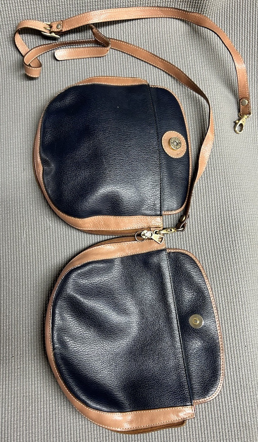 Vtg Italian Blue Or Red Italian Leather Crossbody Bag Saddle Handbag By I Santi