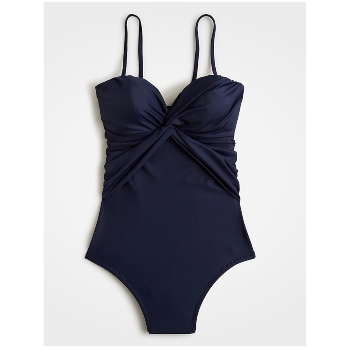 J.Crew New Womens Plus Twist Front Bandeau Swimsuit Black Size 8