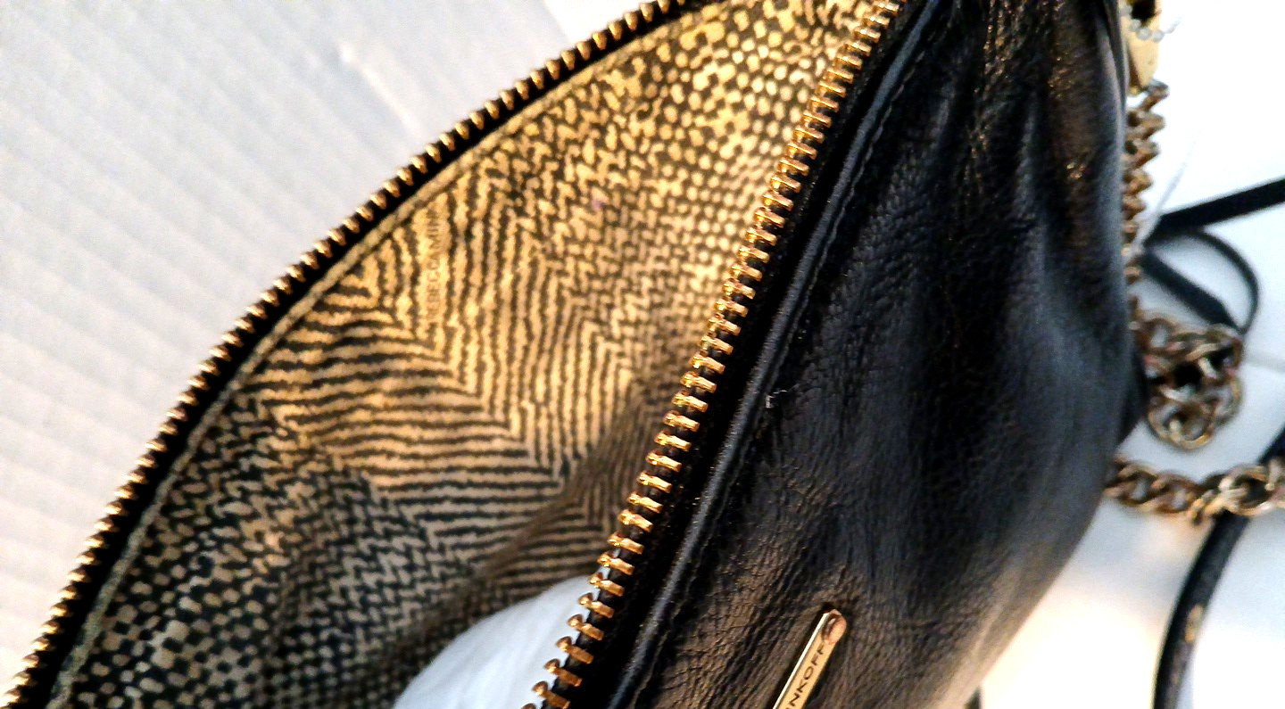 Rebecca Minkoff Black Pebbled Leather Zipper Chain Strap Fringe Crossbody Bag