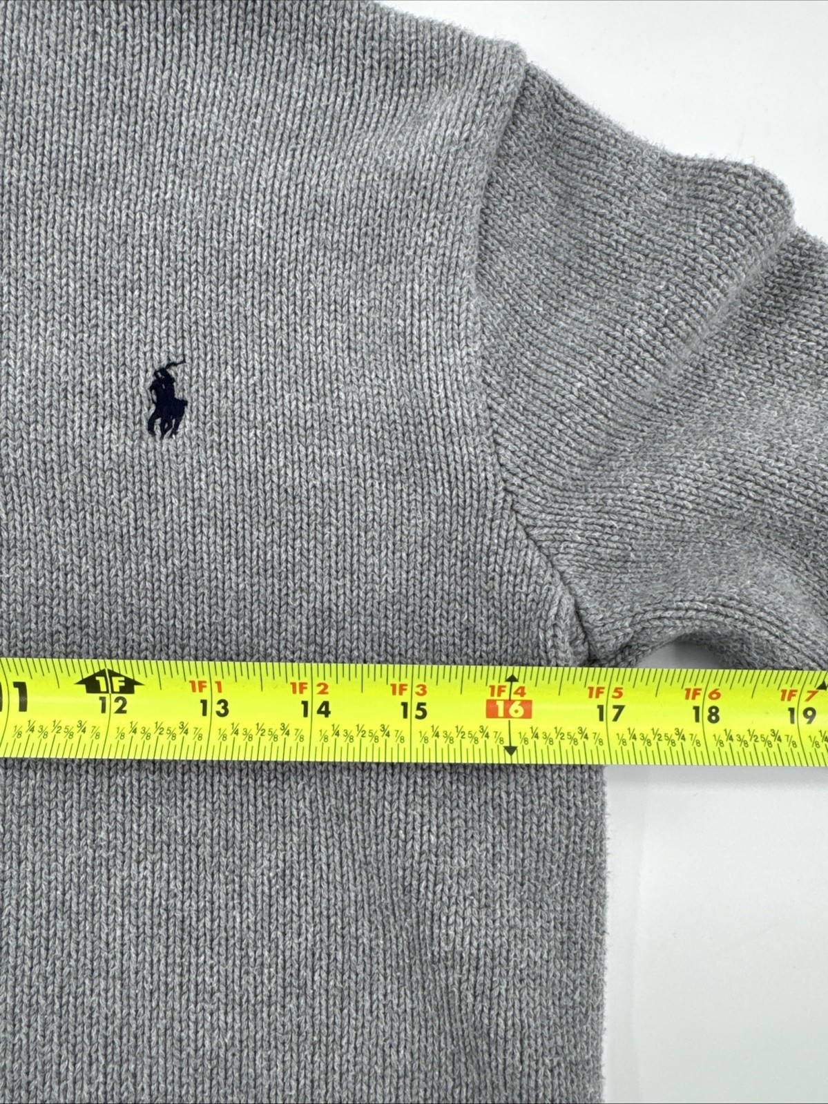 Polo Ralph Lauren 1/4 Zip Knit Sweater Boys Large 14-16 Gray Youth Logo