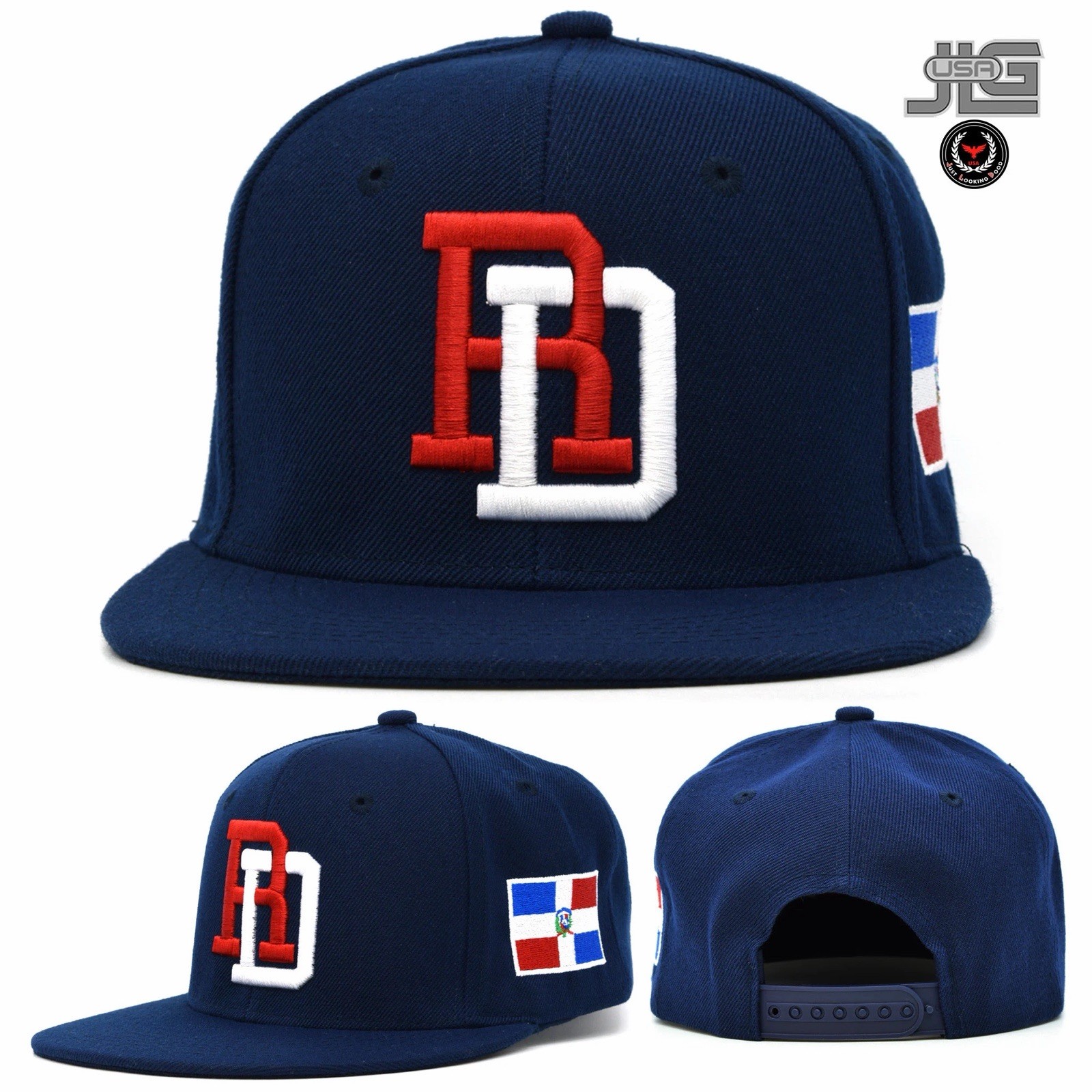 JS Confecciones Dominican Republic Flag Blue Snapback Hat Adjustable