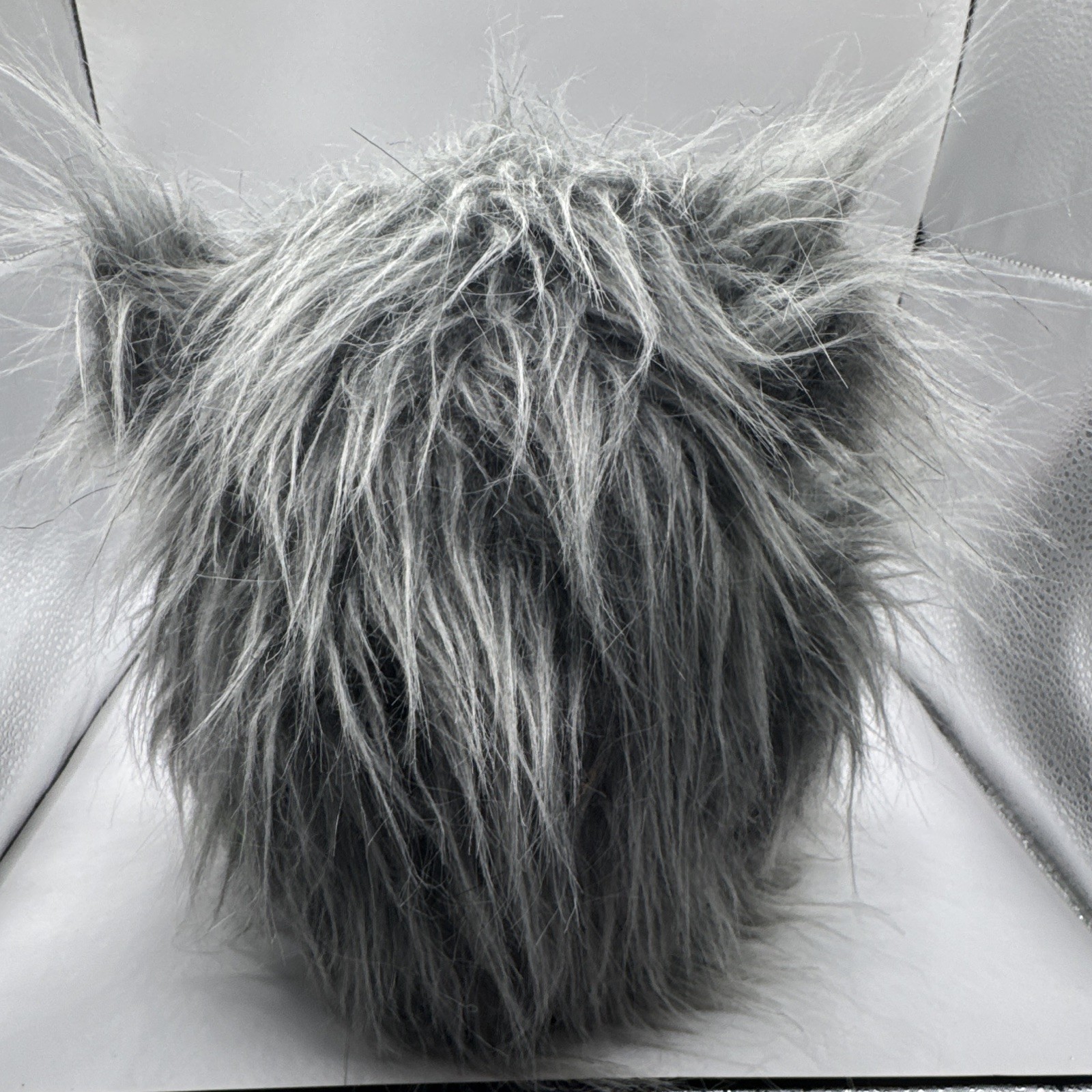 Gray Latex Animal Full Head Mask w/ Hair, Snout & Blue Eyes – One Size