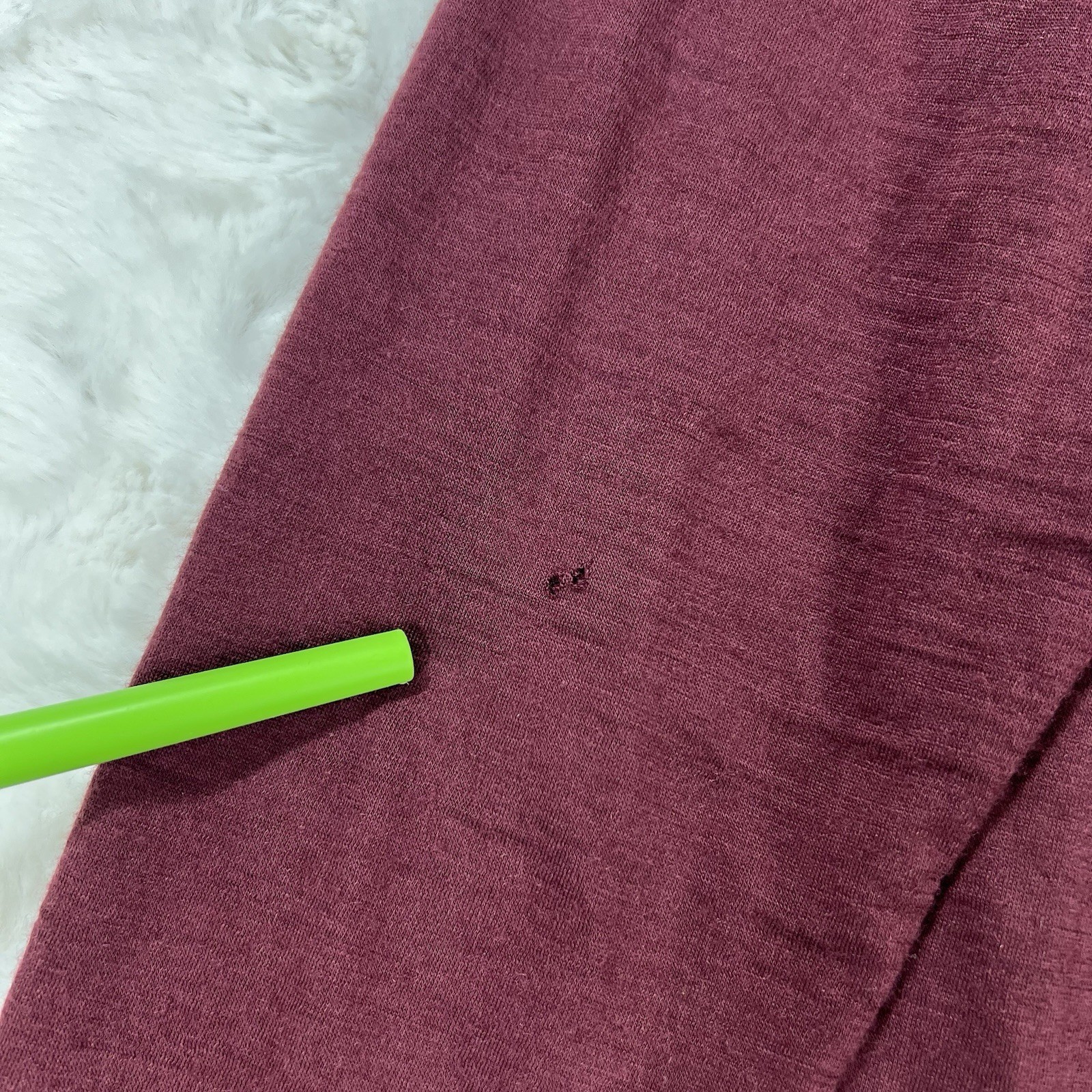 Seg’ments 100% Merino Wool Baselayer Shirt Womens XXL Burgundy Long Sleeve *Flaw