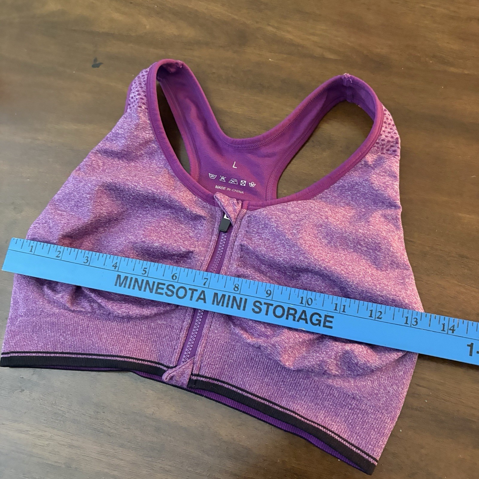 Women’s Large Sports Bra Purple Full Zip Non Padded Workout Gym Leisure R7