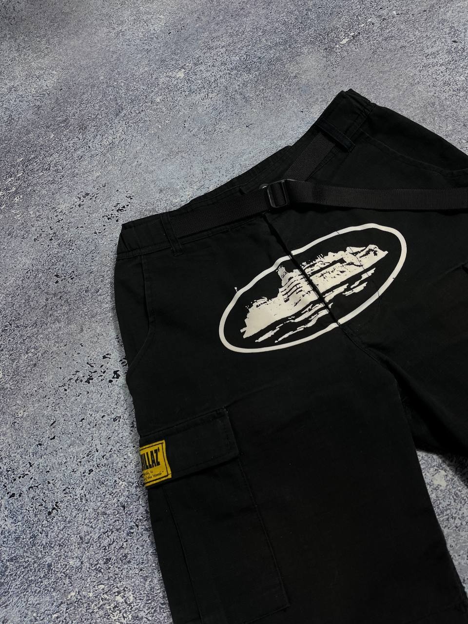 Corteiz alcatraz Big Logo Utility Cargo Drill Shorts Black Men’s US 30 / EU 46