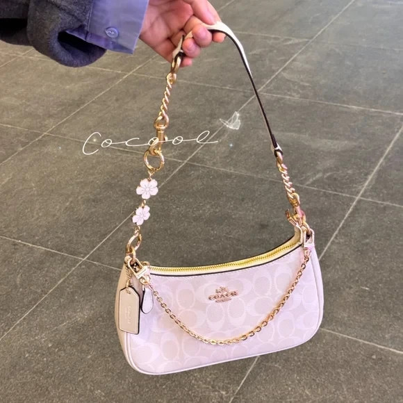 NWT Authentic Coach teri signature shoulder bag plus floral chain