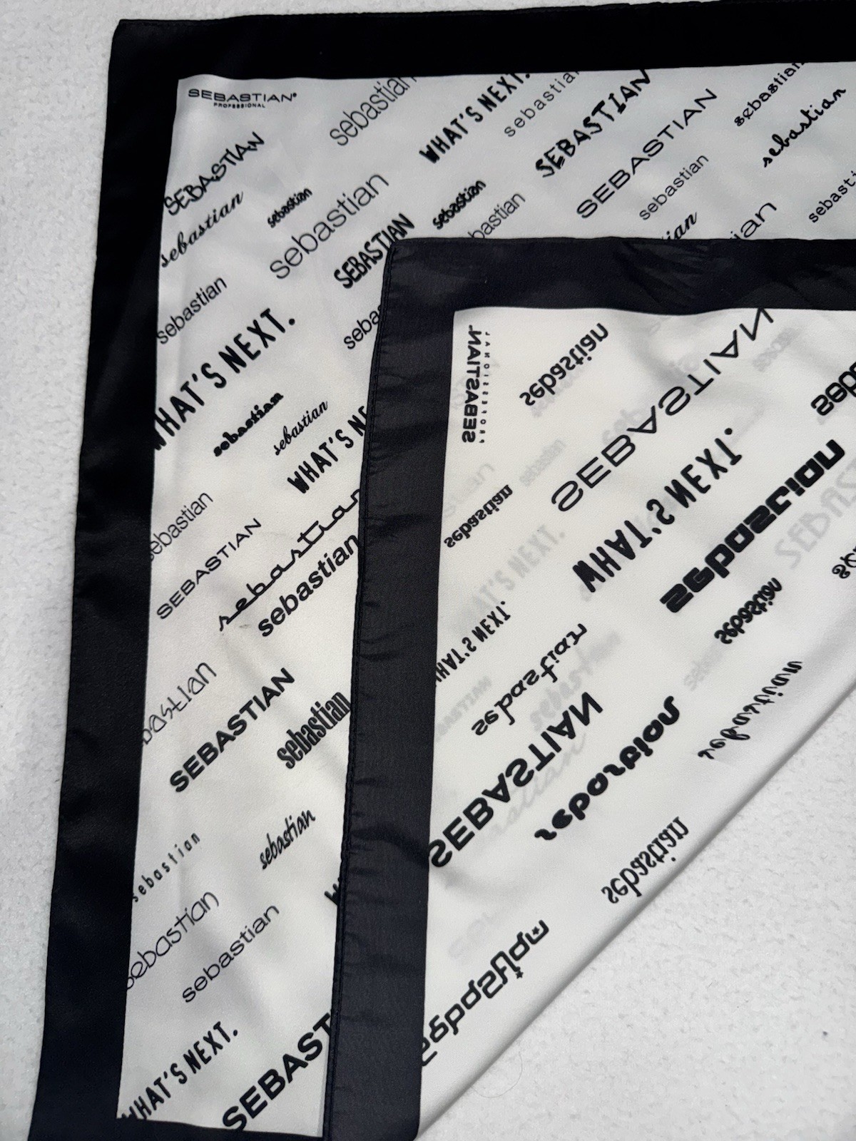 RARE Sebastian Professional Hair Care Promotional Scarf Black & White Logo