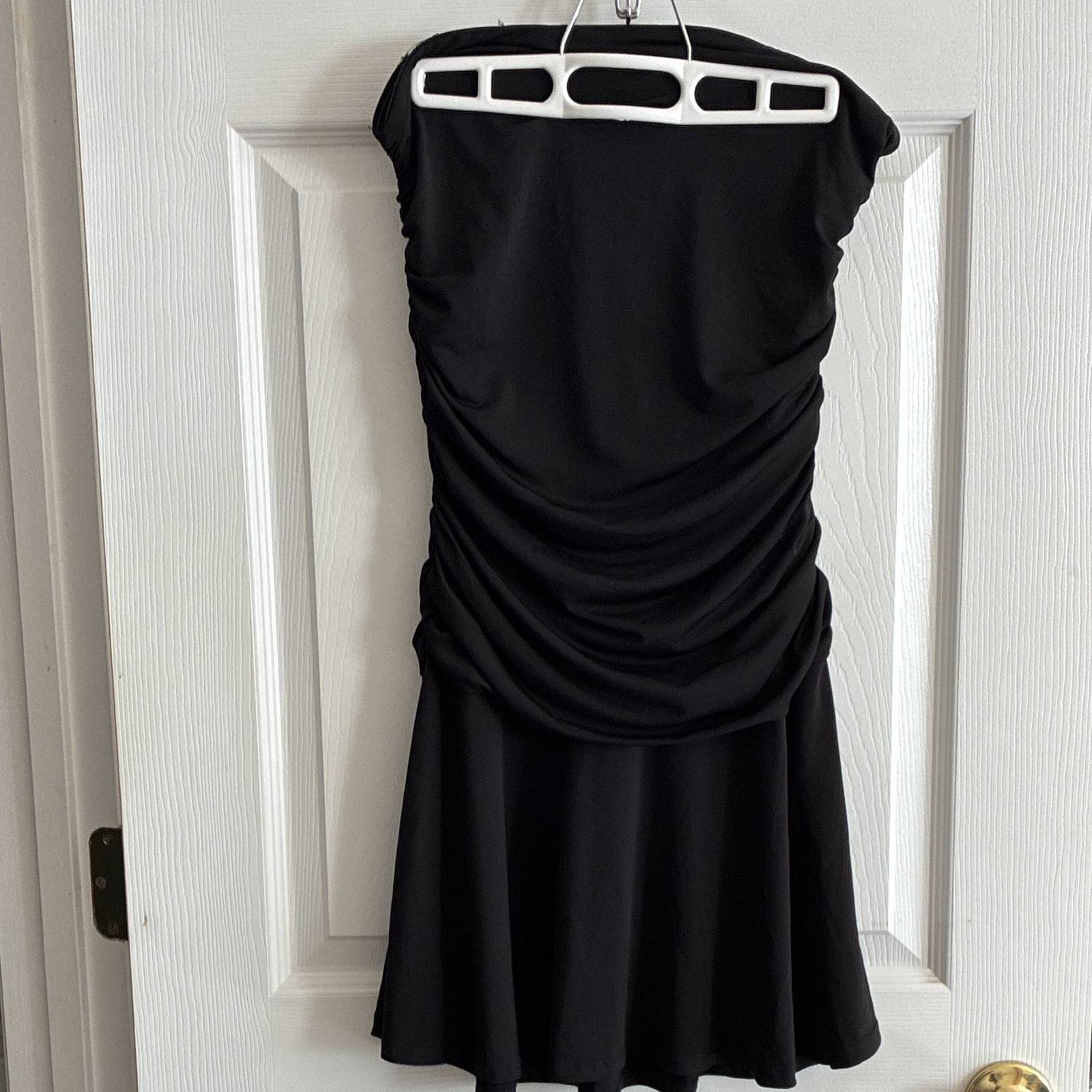 Camila Coelho Black Strapless Ruched Stretch Bodycon Mini Dress S
