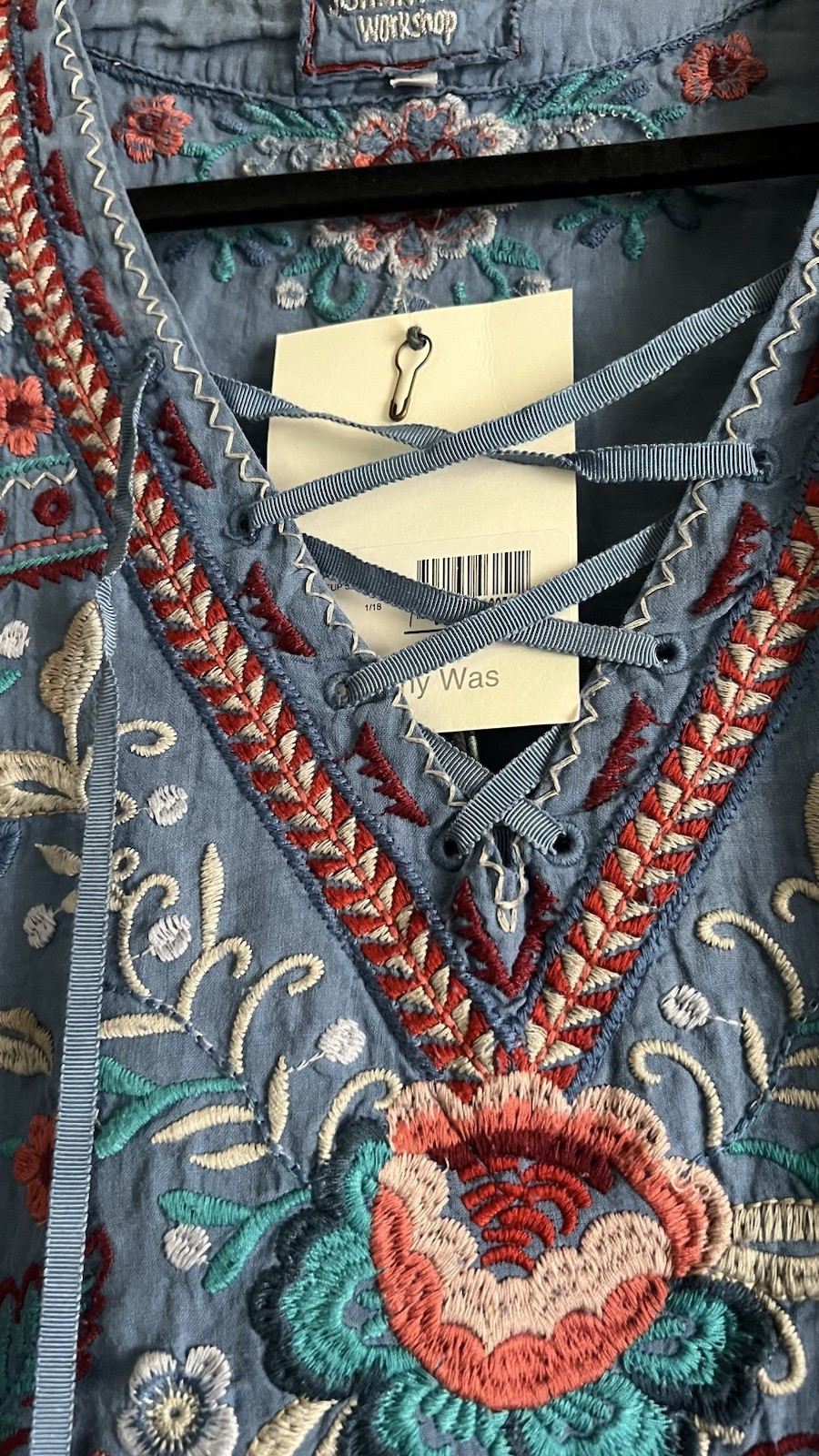 Johnny Was Oman Lace Up Swing Blouse NWT Size Large