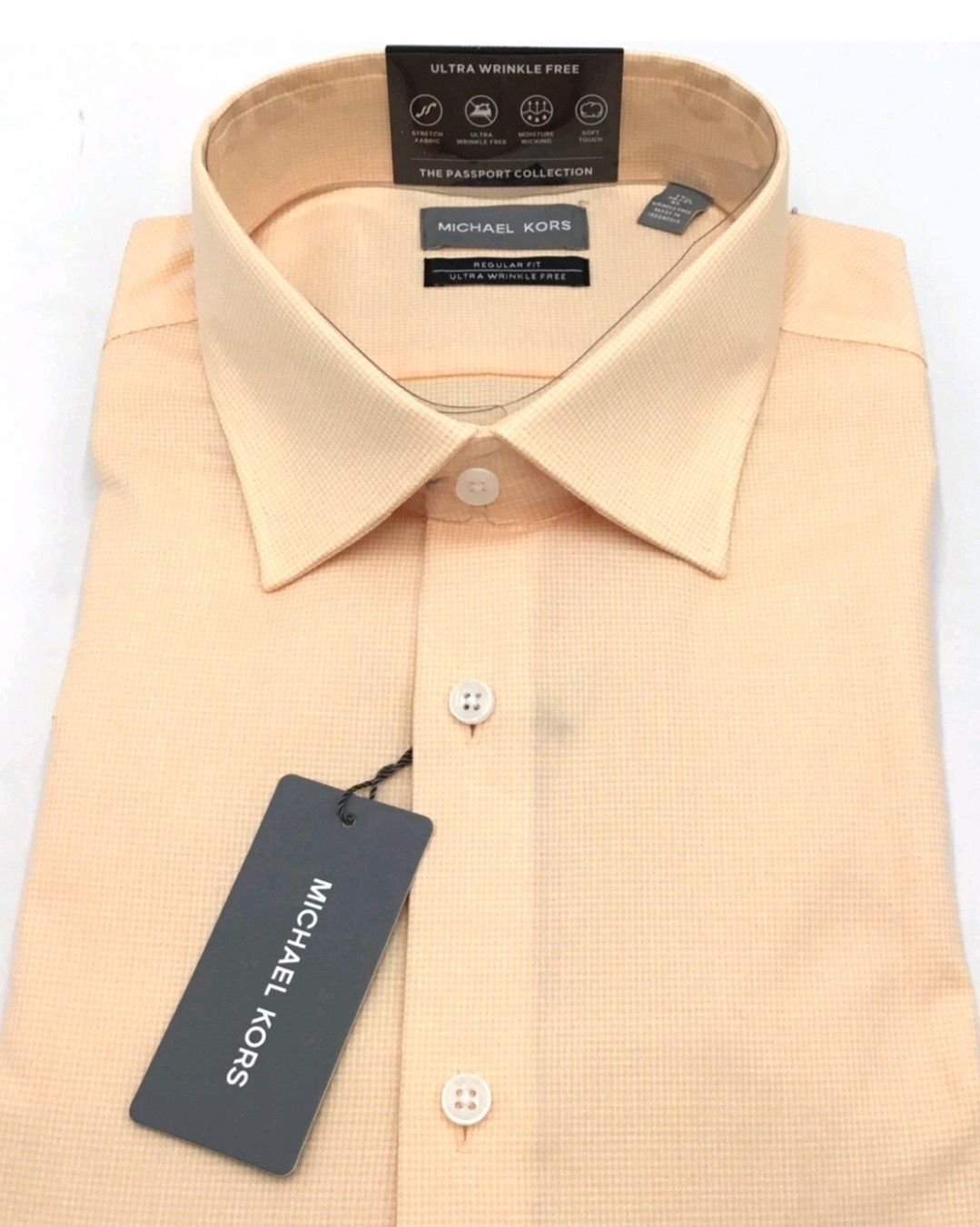 Michael Kors Regular Fit Ultra wrinkle Free, Light Orange, XL, 17.5 in, 36-37