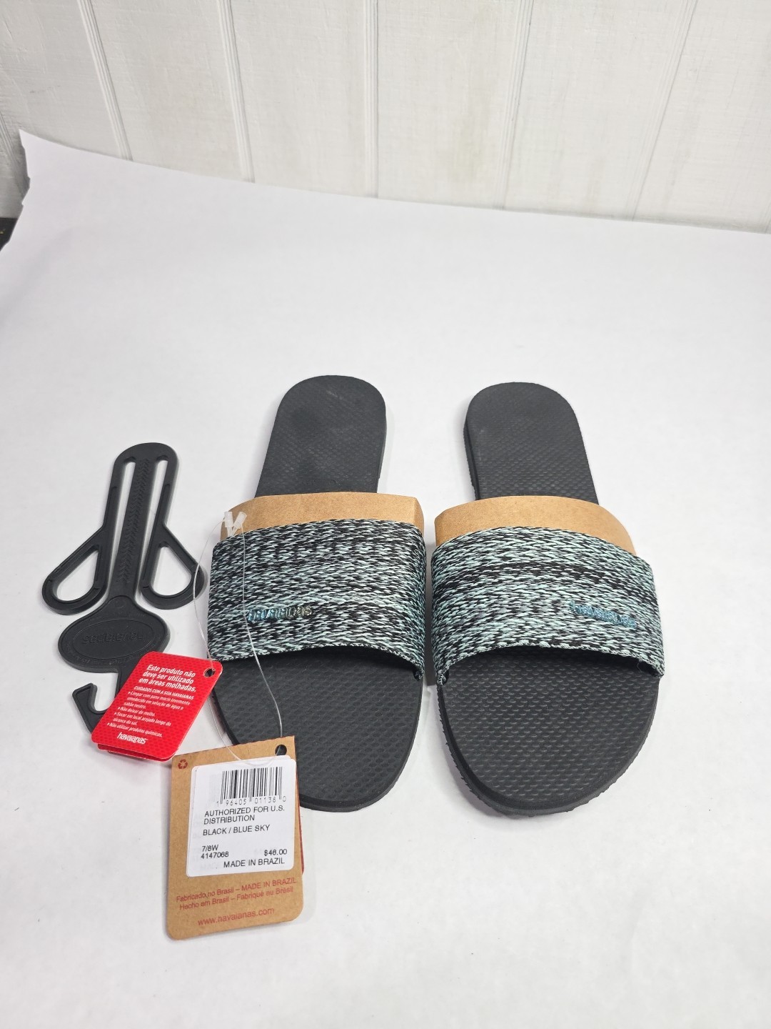 Havaianas You Malta Flip Flop Sandal Women’s Size 7/8 black / Blue Sky New