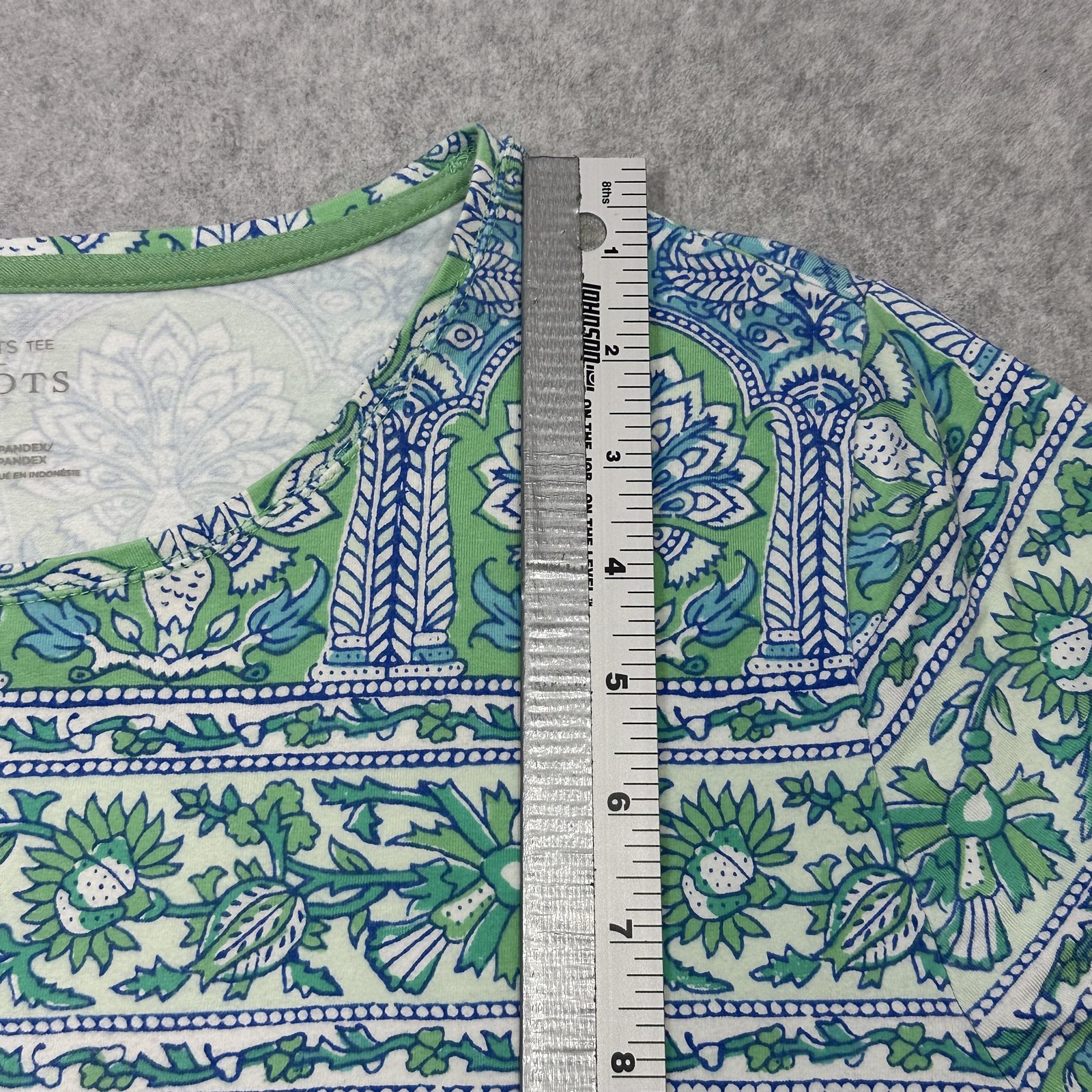 Talbots Tee Shirt Womens Plus 2X Blue Floral Print Short Sleeve Crewneck Top